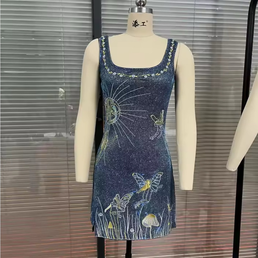 Elegant Blue Butterfly Dress